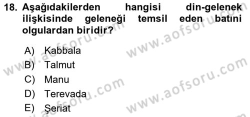 Din ve Toplum Dersi 2024 - 2025 Yılı Yaz Okulu Sınav Soruları 18. Soru