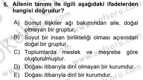Din ve Toplum Dersi 2024 - 2025 Yılı Yaz Okulu Sınav Soruları 5. Soru