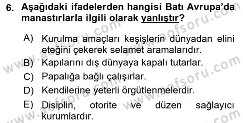 Din ve Toplum Dersi 2024 - 2025 Yılı Yaz Okulu Sınav Soruları 6. Soru