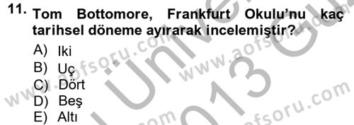 İletişim Sosyolojisi Dersi Ara Sınavı Deneme Sınav Soruları 11. Soru