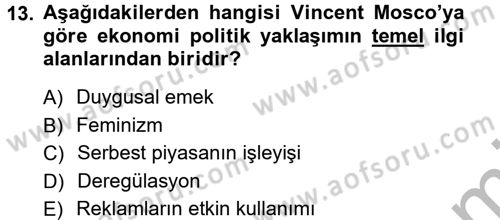 İletişim Sosyolojisi Dersi Ara Sınavı Deneme Sınav Soruları 13. Soru