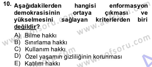 İletişim Sosyolojisi Dersi 2012 - 2013 Yılı (Final) Dönem Sonu Sınav Soruları 10. Soru