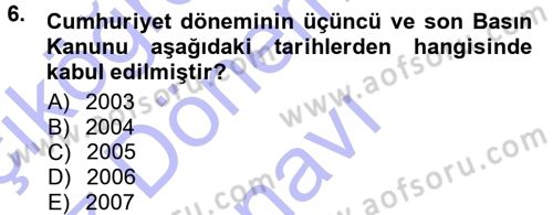 İletişim Sosyolojisi Dersi 2012 - 2013 Yılı (Final) Dönem Sonu Sınav Soruları 6. Soru