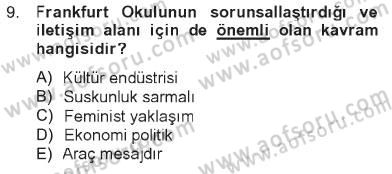İletişim Sosyolojisi Dersi 2012 - 2013 Yılı Tek Ders Sınav Soruları 9. Soru