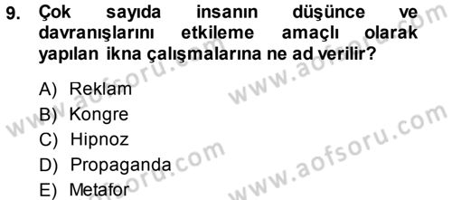 İletişim Sosyolojisi Dersi Ara Sınavı Deneme Sınav Soruları 9. Soru