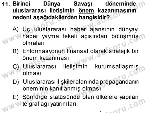 İletişim Sosyolojisi Dersi 2013 - 2014 Yılı Tek Ders Sınav Soruları 11. Soru