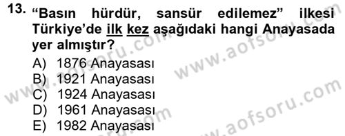 İletişim Sosyolojisi Dersi 2013 - 2014 Yılı Tek Ders Sınav Soruları 13. Soru