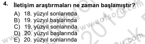 İletişim Sosyolojisi Dersi 2013 - 2014 Yılı Tek Ders Sınavı 4. Soru