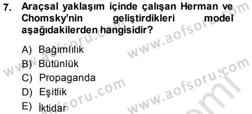 İletişim Sosyolojisi Dersi 2013 - 2014 Yılı Tek Ders Sınav Soruları 7. Soru