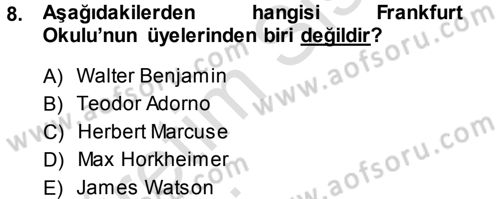 İletişim Sosyolojisi Dersi 2013 - 2014 Yılı Tek Ders Sınav Soruları 8. Soru
