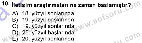 İletişim Sosyolojisi Dersi Ara Sınavı Deneme Sınav Soruları 10. Soru