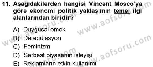 İletişim Sosyolojisi Dersi Ara Sınavı Deneme Sınav Soruları 11. Soru