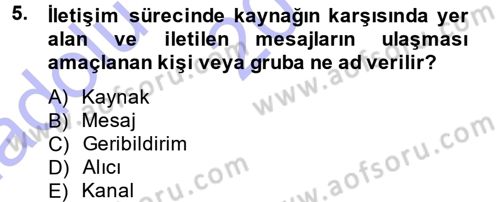 İletişim Sosyolojisi Dersi Ara Sınavı Deneme Sınav Soruları 5. Soru