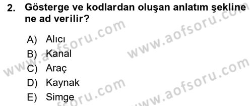 İletişim Sosyolojisi Dersi Ara Sınavı Deneme Sınav Soruları 2. Soru