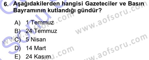 İletişim Sosyolojisi Dersi 2015 - 2016 Yılı (Final) Dönem Sonu Sınavı 6. Soru