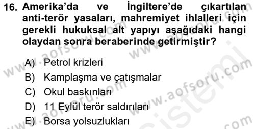 İletişim Sosyolojisi Dersi 2015 - 2016 Yılı Tek Ders Sınav Soruları 16. Soru