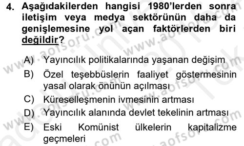 İletişim Sosyolojisi Dersi 2015 - 2016 Yılı Tek Ders Sınav Soruları 4. Soru