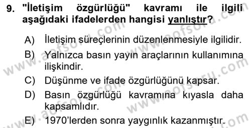 İletişim Sosyolojisi Dersi 2016 - 2017 Yılı 3 Ders Sınav Soruları 9. Soru