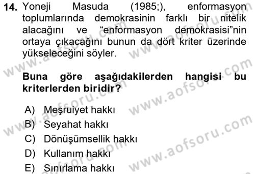 İletişim Sosyolojisi Dersi 2017 - 2018 Yılı 3 Ders Sınav Soruları 14. Soru