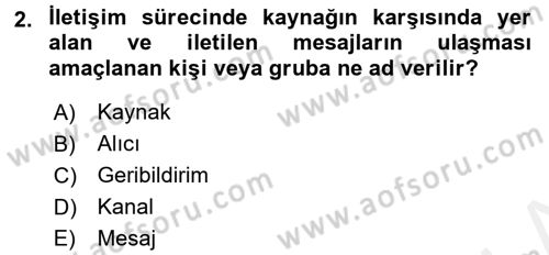 İletişim Sosyolojisi Dersi 2017 - 2018 Yılı 3 Ders Sınav Soruları 2. Soru