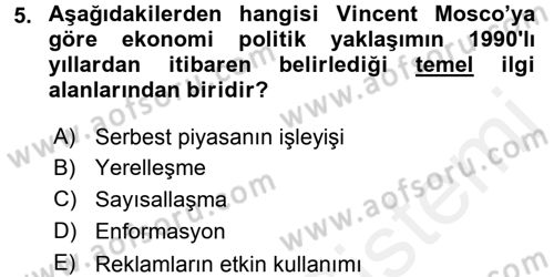 İletişim Sosyolojisi Dersi 2017 - 2018 Yılı 3 Ders Sınav Soruları 5. Soru