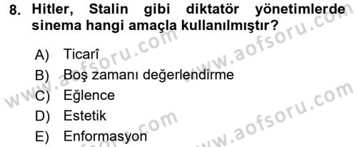 İletişim Sosyolojisi Dersi 2017 - 2018 Yılı 3 Ders Sınav Soruları 8. Soru