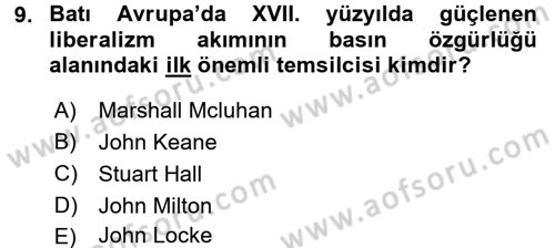 İletişim Sosyolojisi Dersi 2017 - 2018 Yılı 3 Ders Sınav Soruları 9. Soru