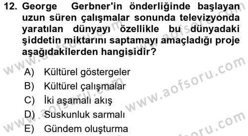 İletişim Sosyolojisi Dersi Ara Sınavı Deneme Sınav Soruları 12. Soru