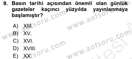 İletişim Sosyolojisi Dersi 2017 - 2018 Yılı (Final) Dönem Sonu Sınav Soruları 9. Soru