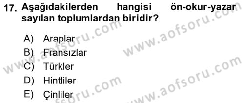 İletişim Sosyolojisi Dersi 2018 - 2019 Yılı 3 Ders Sınav Soruları 17. Soru