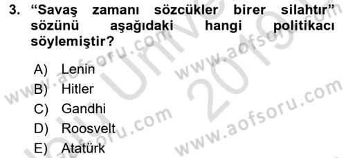 İletişim Sosyolojisi Dersi 2018 - 2019 Yılı 3 Ders Sınavı 3. Soru