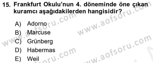 İletişim Sosyolojisi Dersi 2018 - 2019 Yılı (Vize) Ara Sınav Soruları 15. Soru