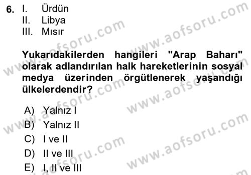 İletişim Sosyolojisi Dersi Ara Sınavı Deneme Sınav Soruları 6. Soru
