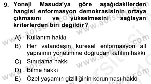 İletişim Sosyolojisi Dersi 2018 - 2019 Yılı (Final) Dönem Sonu Sınav Soruları 9. Soru