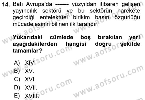 İletişim Sosyolojisi Dersi 2018 - 2019 Yılı Yaz Okulu Sınav Soruları 14. Soru