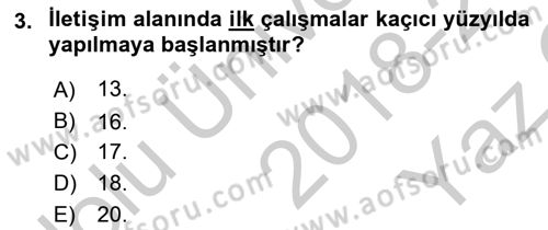 İletişim Sosyolojisi Dersi 2018 - 2019 Yılı Yaz Okulu Sınav Soruları 3. Soru