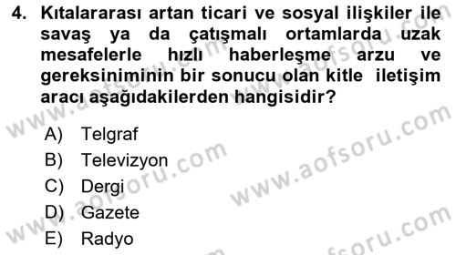 İletişim Sosyolojisi Dersi 2018 - 2019 Yılı Yaz Okulu Sınav Soruları 4. Soru