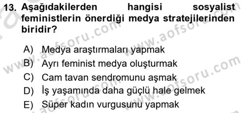 İletişim Sosyolojisi Dersi 2019 - 2020 Yılı (Vize) Ara Sınav Soruları 13. Soru