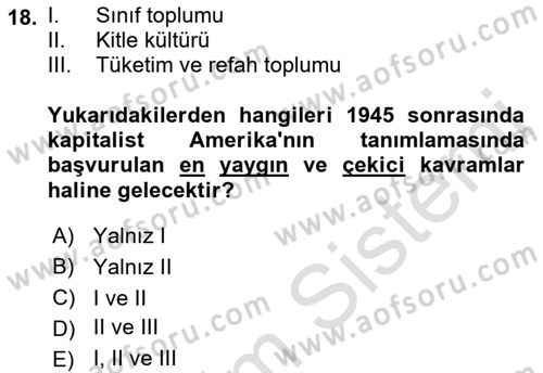 İletişim Sosyolojisi Dersi 2019 - 2020 Yılı (Vize) Ara Sınavı 18. Soru