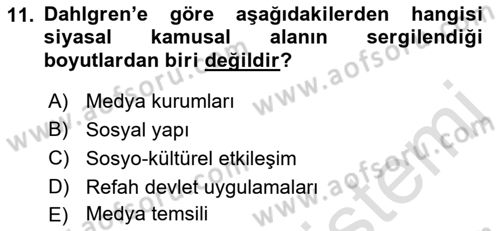 İletişim Sosyolojisi Dersi 2019 - 2020 Yılı (Final) Dönem Sonu Sınav Soruları 11. Soru