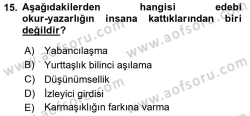 İletişim Sosyolojisi Dersi 2019 - 2020 Yılı (Final) Dönem Sonu Sınav Soruları 15. Soru