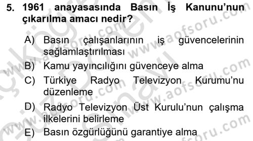 İletişim Sosyolojisi Dersi 2019 - 2020 Yılı (Final) Dönem Sonu Sınav Soruları 5. Soru
