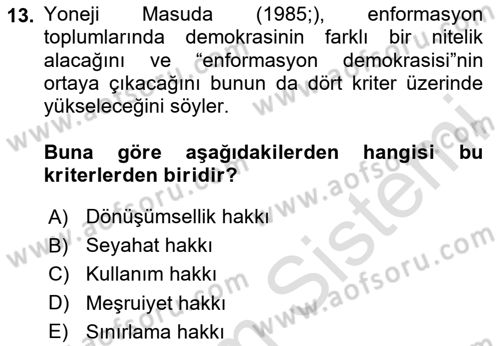 İletişim Sosyolojisi Dersi 2020 - 2021 Yılı Yaz Okulu Sınav Soruları 13. Soru