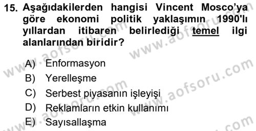 İletişim Sosyolojisi Dersi Ara Sınavı Deneme Sınav Soruları 15. Soru
