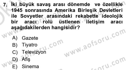 İletişim Sosyolojisi Dersi 2021 - 2022 Yılı Yaz Okulu Sınav Soruları 7. Soru