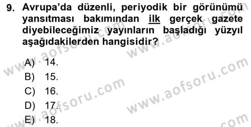 İletişim Sosyolojisi Dersi 2021 - 2022 Yılı Yaz Okulu Sınav Soruları 9. Soru