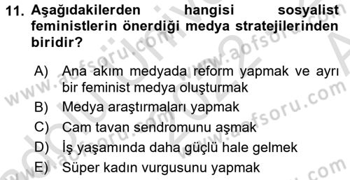 İletişim Sosyolojisi Dersi Ara Sınavı Deneme Sınav Soruları 11. Soru