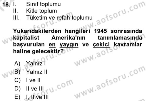 İletişim Sosyolojisi Dersi Ara Sınavı Deneme Sınav Soruları 18. Soru