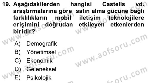 İletişim Sosyolojisi Dersi 2022 - 2023 Yılı (Final) Dönem Sonu Sınav Soruları 19. Soru