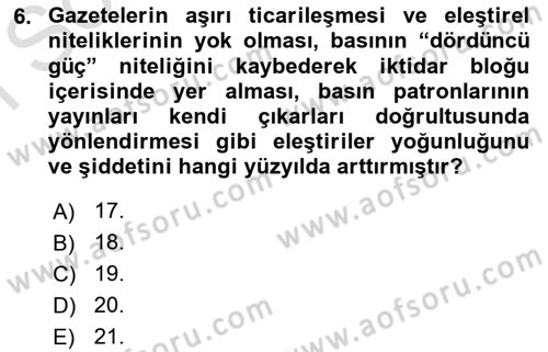 İletişim Sosyolojisi Dersi 2022 - 2023 Yılı (Final) Dönem Sonu Sınavı 6. Soru